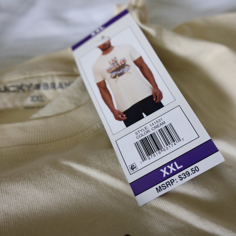 Lucky Brand NWT Retro Style Los Angeles Cream Graphic Unisex T-Shirt - Picture 6 of 9